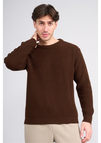 Çetinkaya Mentality 5293 Bisiklet Yaka 2/35 Akrilik Triko Kahve