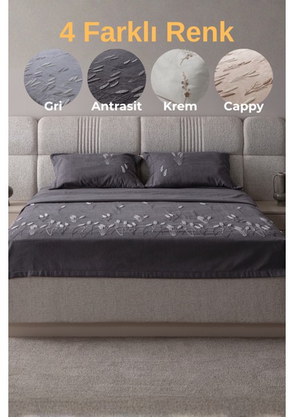 Willow Breeze Şönil Kumaş Nakışlı Yatak Örtüsü Seti – 240X260 cm Çift Kişilik, Buğday ve Çiçek Desenli Punch Işlemeli Tasarım fiyatları