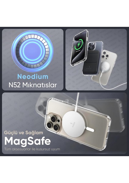 apple iPhone 17 Pro Uyumlu Magsafe Şarj Özellikli Şeffaf Sert Pc Sararmaz Telefon Kılıfı