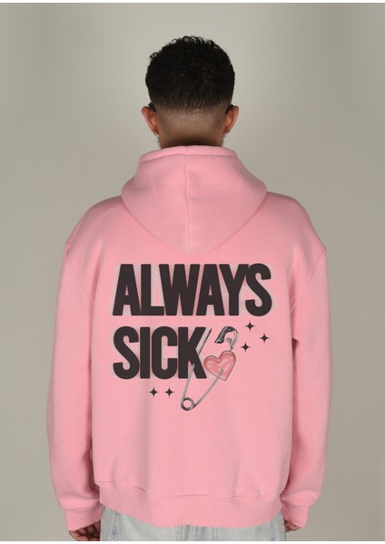 Sick Baskılı Kapüşonlu Sweatshirt