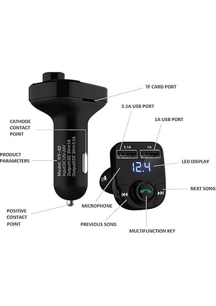 Otomatik Frekans Tanımalı Parazit Yok Fm Radyo Transmitter 3.1A Hızlı Şarj Micro Sd Bluetooth Mp3 Çalar Çakmaklık (GA02) modelleri