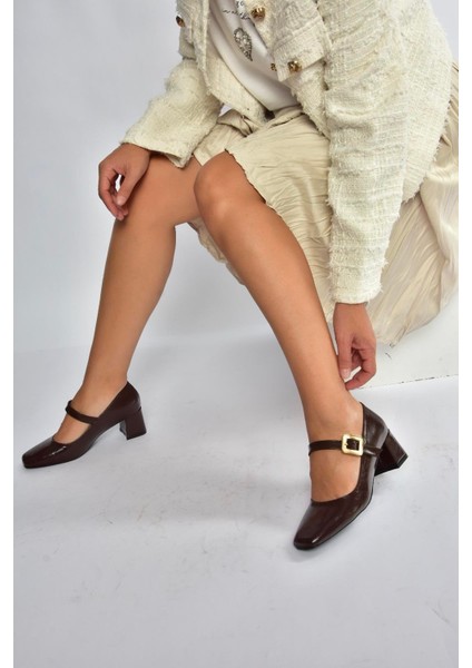 T820010360 Kahverengi Rustik Kalın Topuklu Kadın Ayakkabı fiyatları