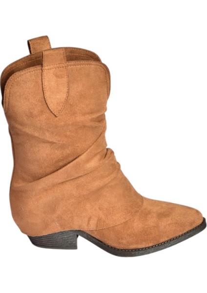 V404041002 Taba Süet Kalın Topuklu Kadın Bot fırsatları