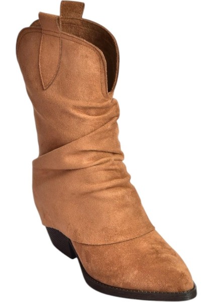 V404041002 Taba Süet Kalın Topuklu Kadın Bot indirimleri