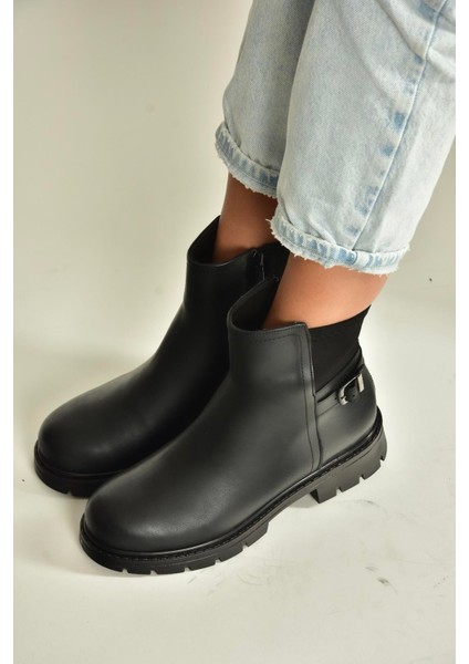 V674420409 Siyah Kalın Tabanlı Içi Tüylü Kadın Bot indirimleri