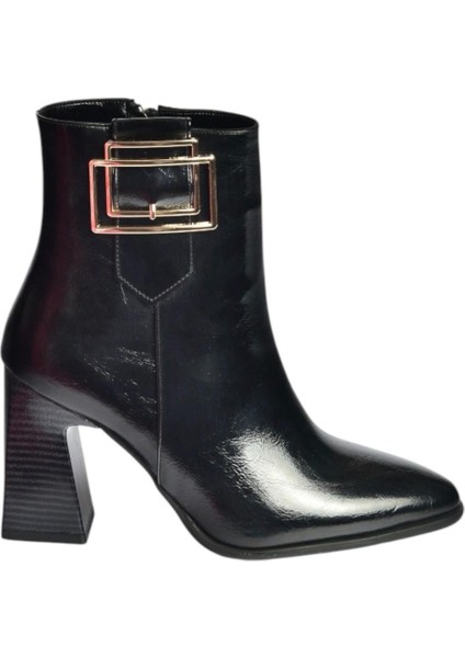 V676650460 Siyah Rustik Kalın Topuklu Toka Detaylı Kadın Bot indirimleri