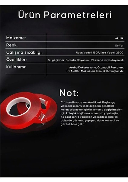 Silikonlu Çift Taraflı Montaj Bandı 18MM x 3 mt fırsatları