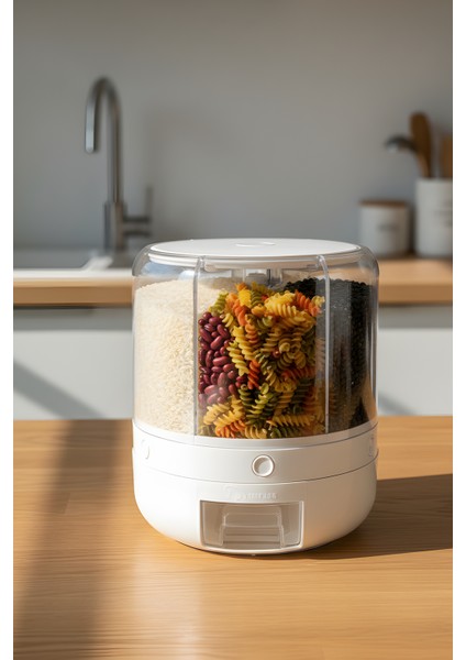 Zuri 6 Bölmeli Akıllı Tahıl ve Bakliyat Dispenseri - Kuru Gıda ve Bakliyat Saklama Kabı 6 Lt modelleri