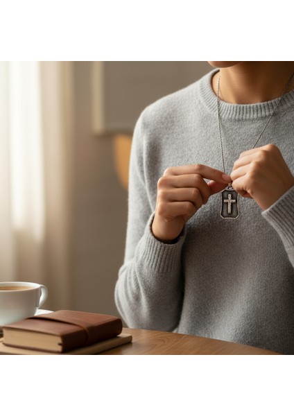 Dikdörtgen Çerçeveli Haç Çelik Kolye Ucu modelleri