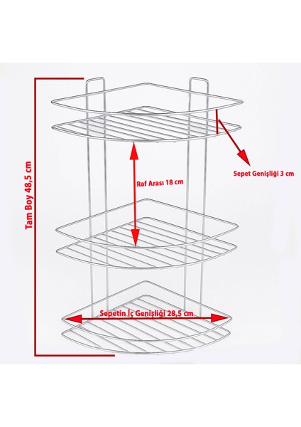 Banyo Duş Köşe Rafı Üç Katlı Krom Şampuanlık Paslanmaz Metal Duvar Tipi Düzenleyici Organizer fırsatları