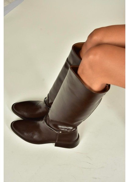 V312361060 Kahverengi Rustik Alçak Tabanlı Kadın Çizme fırsatları