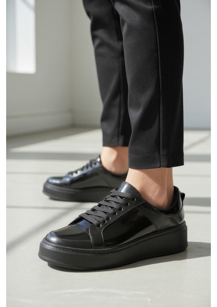 V274728004 Siyah Kalın Tabanlı Spor Ayakkabı Sneakers
