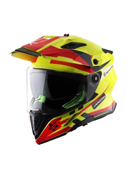 X-Cross Sarı Vizörlü Full Face Kapalı Cross Kask
