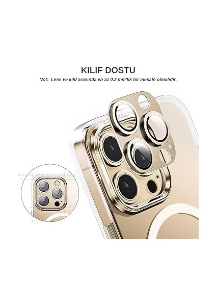 iPhone 11/12 Mini Için Tek Parça Darbeye Dayanıklı Kamera Lens Koruyucu, Gece Çekim Modu Uyumlu, Hd Alüminyum Alaşım Çerçeveli 9h Sertliğinde Temperli Cam (Gold) fiyatları