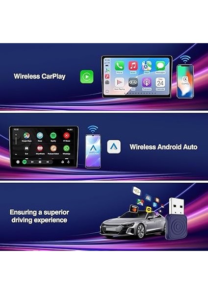 iPhone Için Mini Ultra Carplay Kablosuz Adaptör, Kablosuz Android Otomatik Adaptör, Kablolu Kablosuz Carplay ve Android Auto, Tak ve Çalıştır Kurulumu, 2016+ Otomobillerle Uyumlu fırsatları