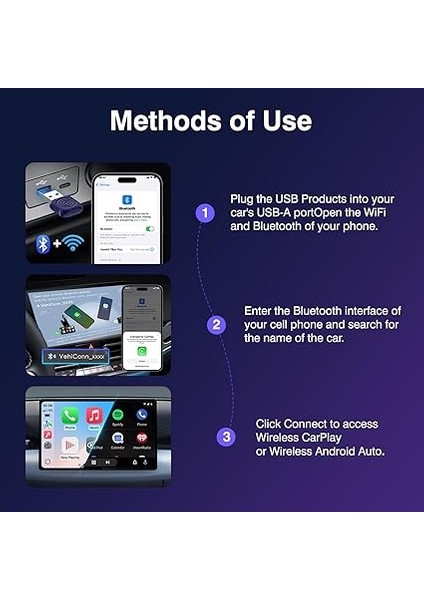 iPhone Için Mini Ultra Carplay Kablosuz Adaptör, Kablosuz Android Otomatik Adaptör, Kablolu Kablosuz Carplay ve Android Auto, Tak ve Çalıştır Kurulumu, 2016+ Otomobillerle Uyumlu indirimleri