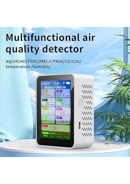 Tuya Wifi Çok Fonksiyonlu Hava Kalitesi Ölçer Ev Hcho Tvoc Karbon Monoksit Co2 Pm2.5 PM10 Test Cihazı Taşınabilir Sıcaklık Nem Dedektörü Alarm Fonksiyonlu 2,8 Inç Tft Ekran modelleri