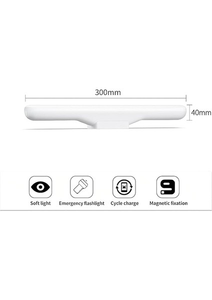 Mıknatıslı Kabin Makyaj Tıraş LED Işık USB Şarjlı Kablosuz Hero LED Lamba 30CM 5 Watt 32 Ledli (Beyaz) indirimleri