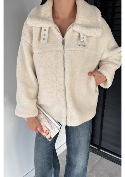 Yakası Kemer Detaylı Iç Astarlı Kadın Peluş Mont P-00018945 fiyatları