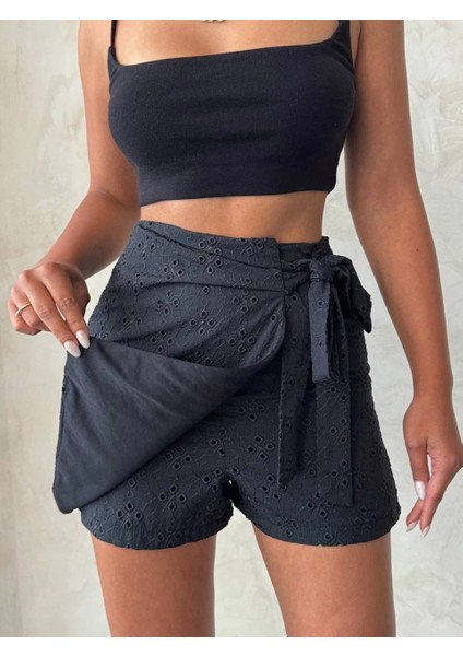 Brodeli Şort Etek S255075