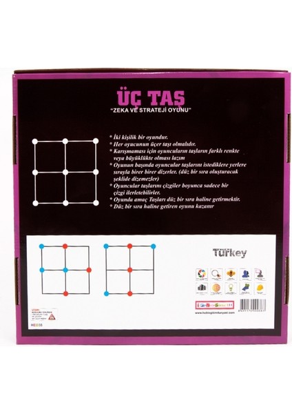 Üç Taş Zeka Oyunu Ahşap modelleri