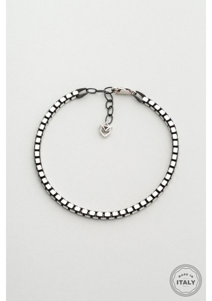 Italyan Rutenyum Kaplama Gümüş Erkek Bileklik