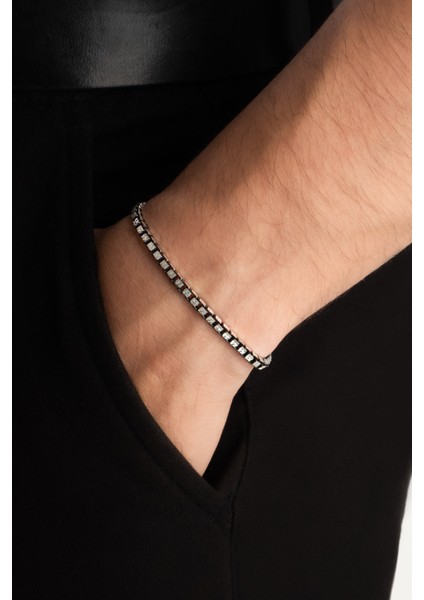 Italyan Rutenyum Kaplama Gümüş Erkek Bileklik fiyatları