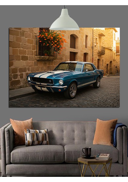 Klasik Mavi Araba Dekoratif Kanvas - Mdf Ahşap Tablo indirimleri