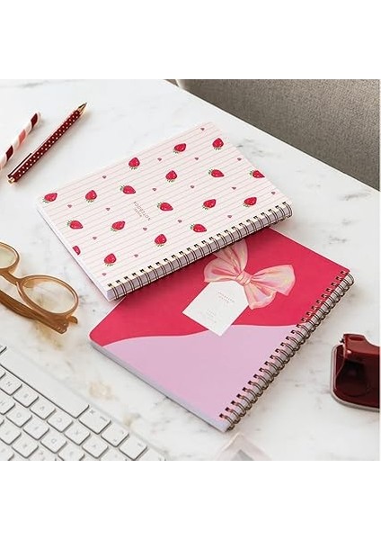 Spiralli Karton Kapak 2’li Set Çizgili Okul Defteri 80 Yaprak, Ders Programlı Çilek modelleri