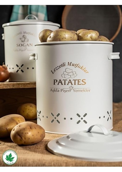 Metal Lüx Metal Patates Soğanlık Kovası Sebze Saklama Kabı Beyaz LN1015B fiyatları