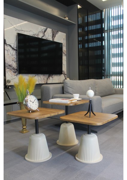 Venedik Zigon Sehpa Ceviz Mdf - Zigon Sehpa 3'lü