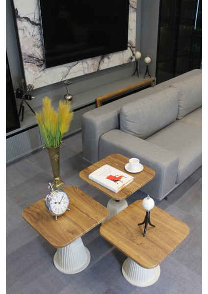 Venedik Zigon Sehpa Ceviz Mdf - Zigon Sehpa 3'lü fiyatları