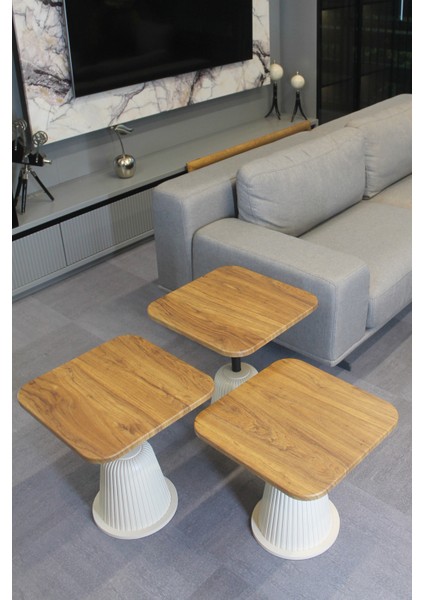 Venedik Zigon Sehpa Ceviz Mdf - Zigon Sehpa 3'lü indirimleri