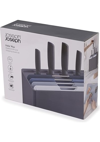 Joseph Folio Plus – 8 Parçalı Bıçak ve Kesme Tahtası Seti, Saklama Çantalı, Grafit modelleri
