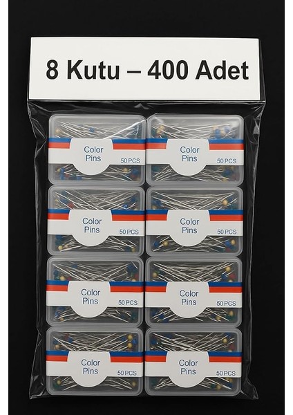 8 KUTU(400 Adet) Eşarp Iğnesi Başörtü Iğnesi Türban Şal Iğnesi Toplu Iğne