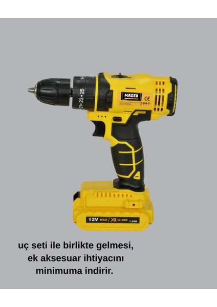 12V Akülü Matkap | 20-30 Nm Tork, Çift Hız Ayarı ve LED Işık fiyatları