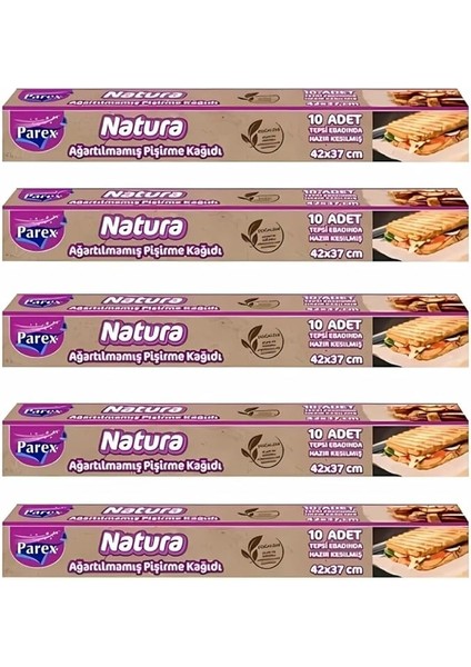 Natura Ağartılmamış Hazır Pişirme Kağıdı 10 Yaprak x 5 Paket
