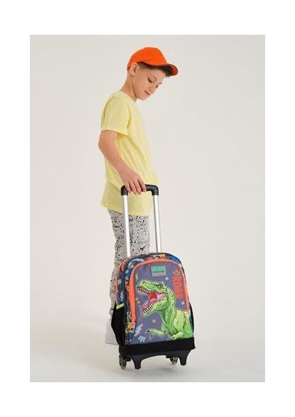 Işıklı Tekerlekli Dinazor Kamuflaj Çekçek Okul ve Seyahat Çantası Erkek Çocuk Gri fiyatları