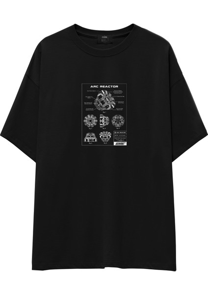Arc Reactor Oversize Tişört - Siyah