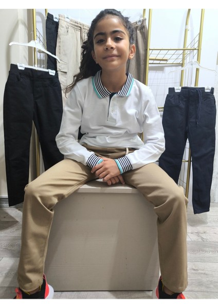 Çocuk Kanvas Okul Pantolonu Siyah Lacivert Bej indirimleri