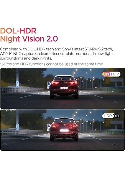 A119 Mini-2 Hdr 2k 60FPS 5ghz Wifi ve Gps'li Araç Kamerası modelleri
