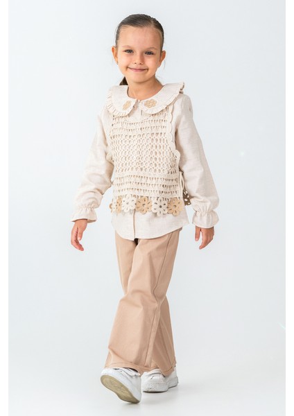 Örme Çiçek Detaylı Kız Çocuk 3\'lü Takım - 26K 4479 modelleri