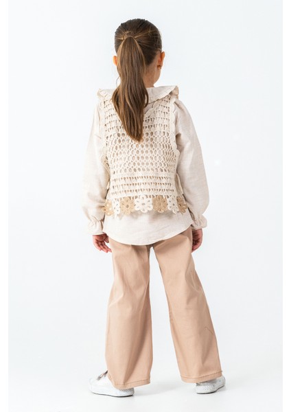 Örme Çiçek Detaylı Kız Çocuk 3\'lü Takım - 26K 4479 fırsatları