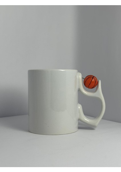 Basket Topu Kulplu Özel Tasarımlı Porselen Bardak | Yelkovanstudio fiyatları