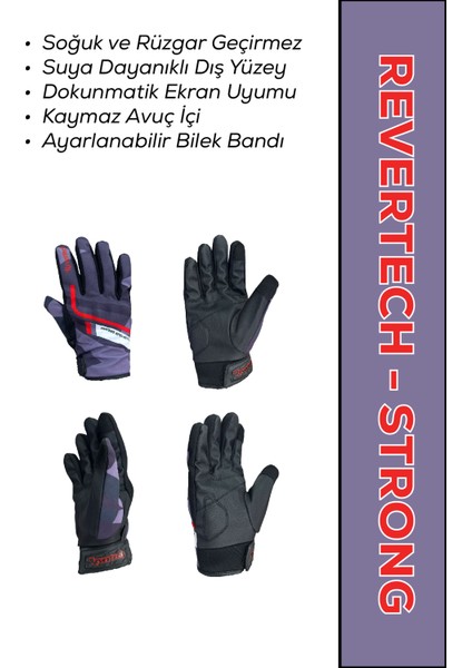 Revertech Strong Purple / Su ve Rüzgar Geçirmez Kışlık Motosiklet Eldiveni