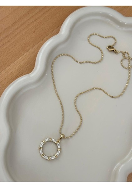 Xuping Xoxo Taşlı Model Halka Gold Çelik Kolye