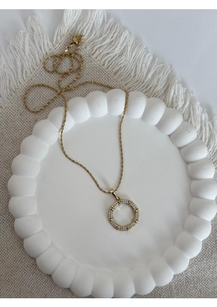 Xuping Xoxo Taşlı Model Halka Gold Çelik Kolye