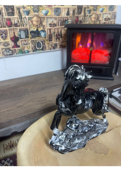 Dekoratif Siyah At Biblo Tasarımı - Ev ve Ofis Dekorasyonu