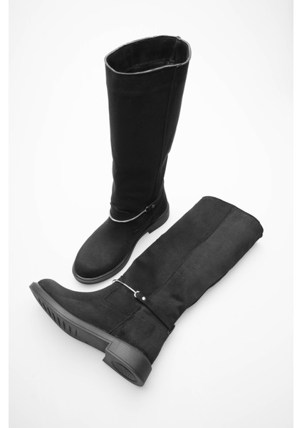 Kadın Süet Çekme Çizme Gold Tokalı Siyah Rionna modelleri