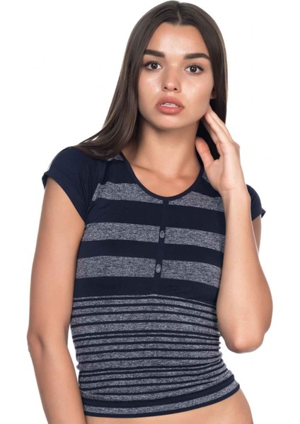 Lacivert Mı Emay 5026 Soft Seamless T Shirt